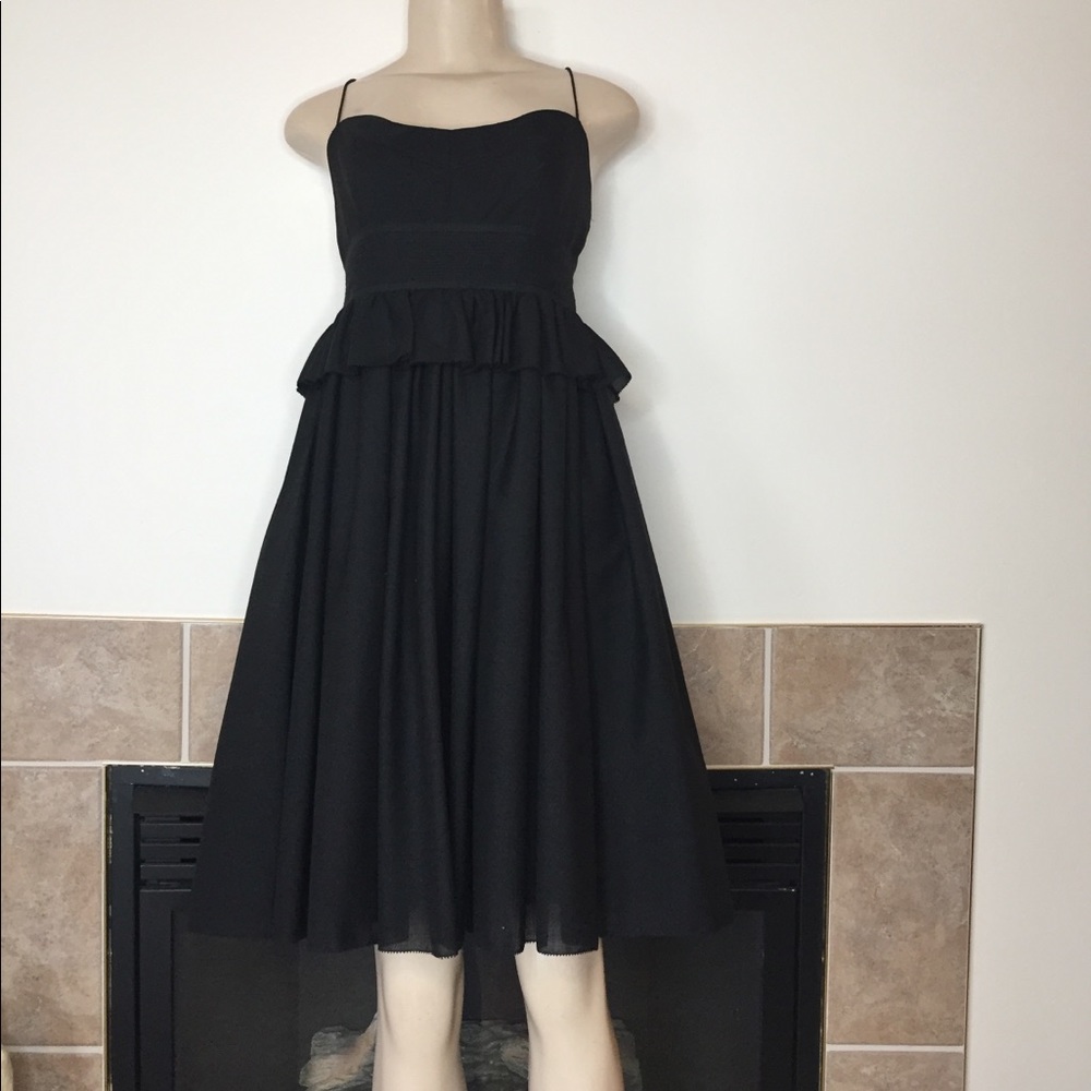 J. Crew Black Wool Blend Dress with Peplum Size: 4